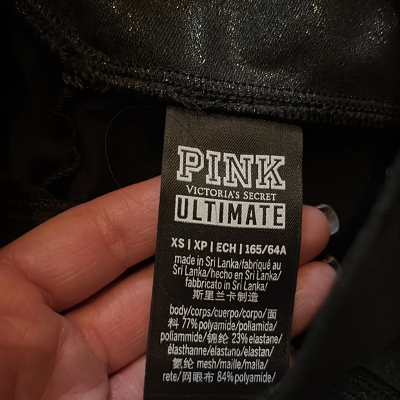 PINK metallic black leggings - Picture 4 of 4